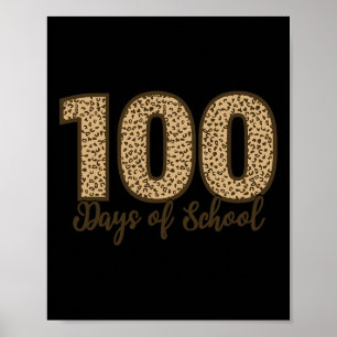 As Tees Cheetah Leopard 100 Days Of School  Poster