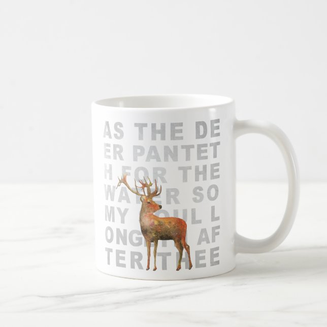 As the Deer Hymn Watercolor Deer Scripture Mug (Right)