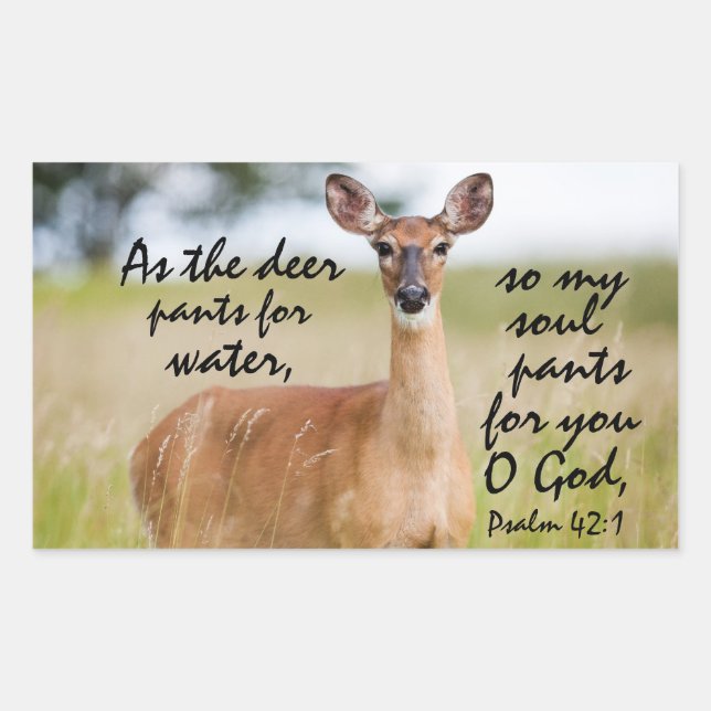 As the deer pants for water Bible Verse Psalm 42:1 Rectangular Sticker (Front)