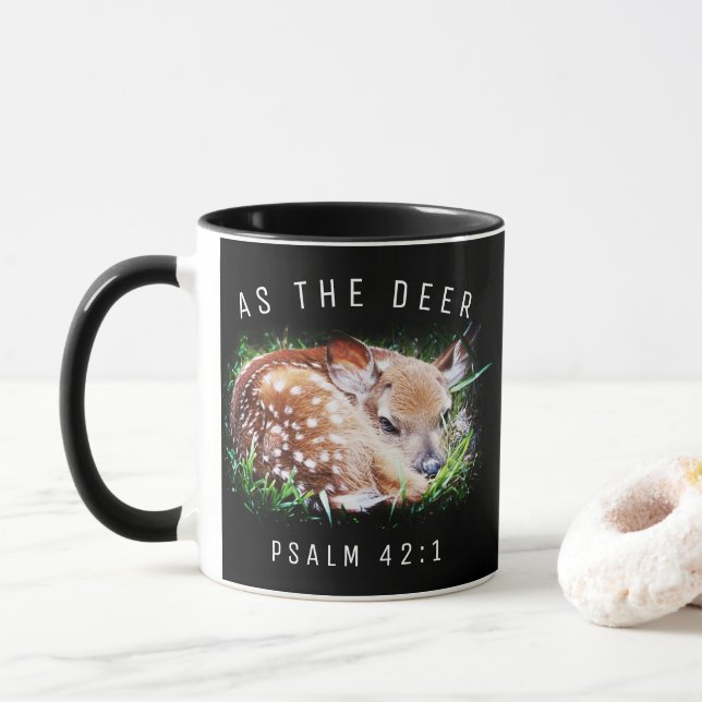 As The Deer Psalm 42:1 Baby Fawn Bible Verse Mug (With Donut)