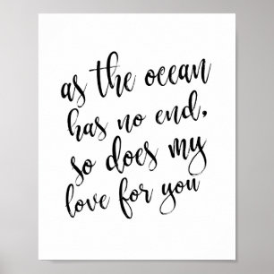 As The Ocean Has No End Beach Wedding 8x10 Sign