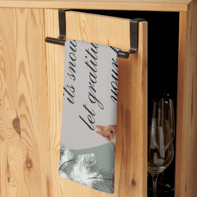 As winter weaves its snowy art, let gratitude warm tea towel (Thirds Fold)