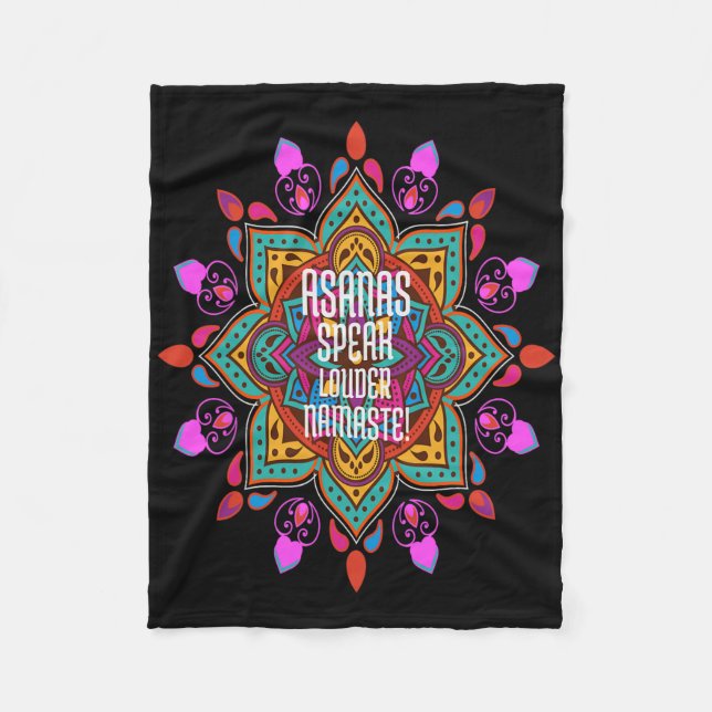 Asanas Flow Stronger With Vibrant Mandala Namaste  Fleece Blanket (Front)