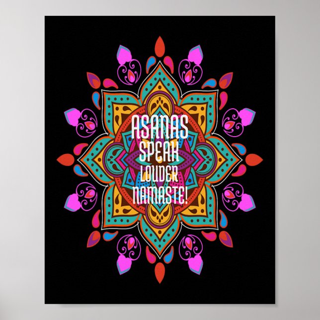 Asanas Flow Stronger With Vibrant Mandala Namaste  Poster (Front)