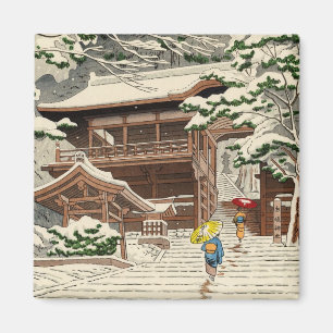 Asano Takeji Snow in Yuki Shrine shin hanga art Magnet