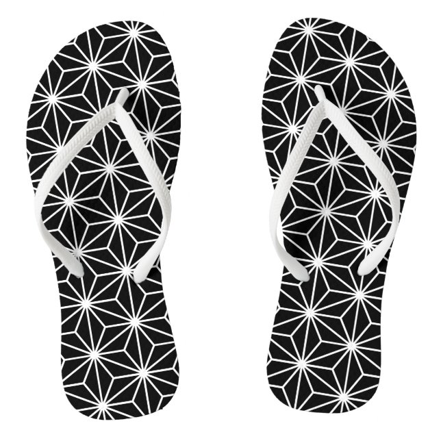 Asanoha Black and White Pattern Jandals (Footbed)