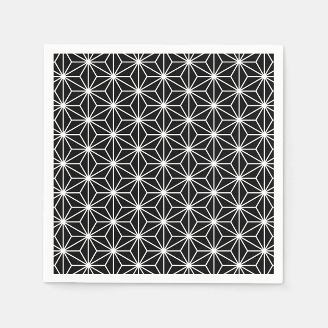 Asanoha Black and White Pattern Napkin (Front)