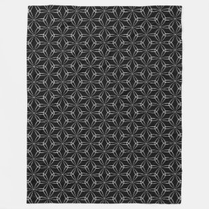 Asanoha Style 02 - White on Black Fleece Blanket