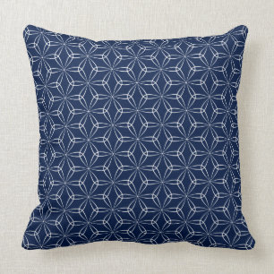 Asanoha Style 02 - White on Dk Blue 001744 Cushion