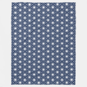 Asanoha Style - White on Dk Blue 001744 Fleece Blanket