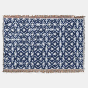Asanoha Style - White on Dk Blue 001744 Throw Blanket