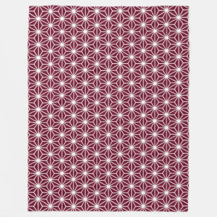 Asanoha Style - White on Dp Crimson 65001d Fleece Blanket
