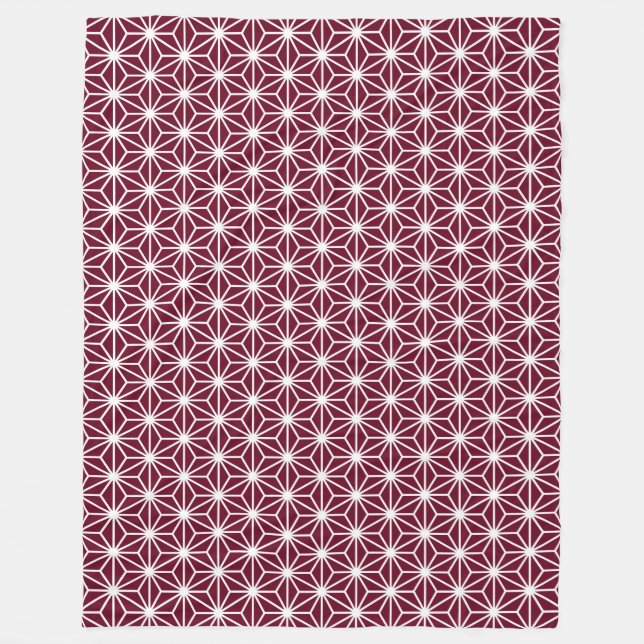 Asanoha Style - White on Dp Crimson 65001d Fleece Blanket (Front)