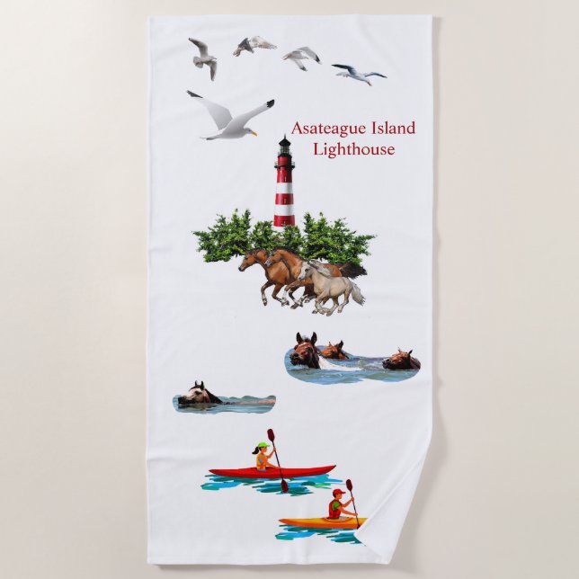 Asateague  Lighthouse Beach Towel (Front)