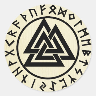 Asatru, old norse religion, symbols, odin & Thor Classic Round Sticker