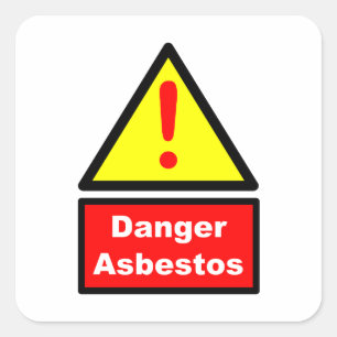 Asbestos warning square sticker