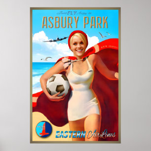 Asbury Park New Jersey Eastern Air Lines New Poster