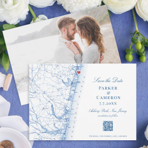 Asbury Park New Jersey Map Elegant Navy QR Save The Date