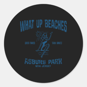 Asbury Park New Jersey Nj Funny Vintage Beaches Te Classic Round Sticker