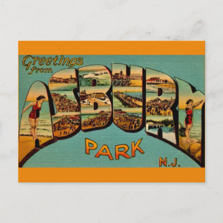 Asbury Park NJ Vintage Greetings Postcard