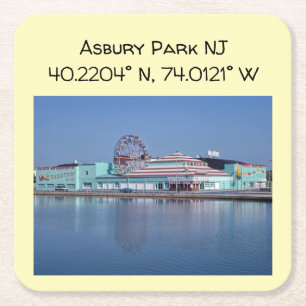 Asbury Park NJ Vintage Style Color Party Drink Square Paper Coaster