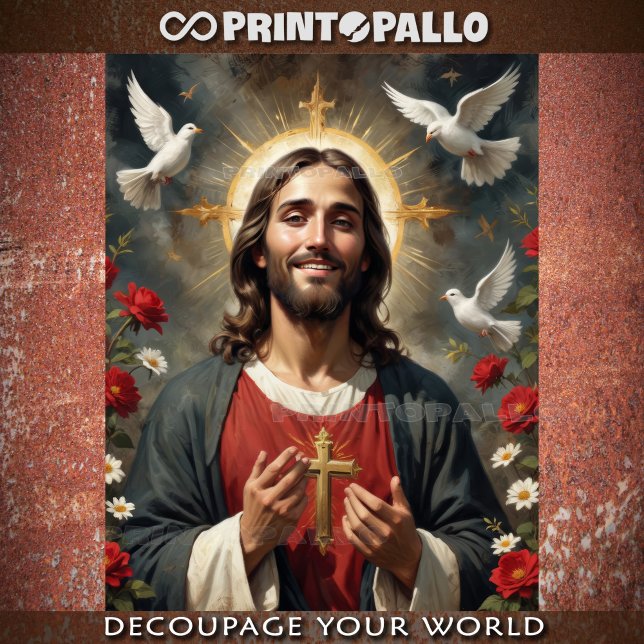 Ascended Jesus Christ with flowers and holy doves Tissue Paper (Creator Uploaded)