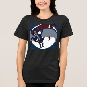 Ascended Mythical Fantasy Dragon Moon Gamer Tri-Blend Shirt