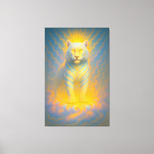 Ascended Sunlit White Tiger ManJiangHong Fine Ar Canvas Print