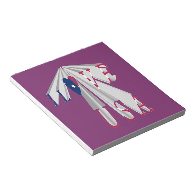 Ascending Patriotism: I Love USA Perspective Art Notepad (Angled)