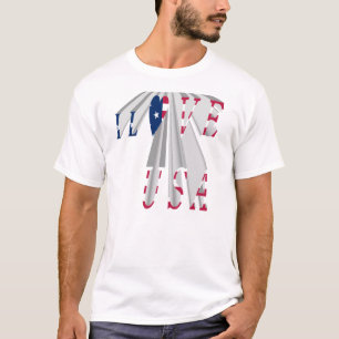 Ascending Patriotism: I Love USA Perspective Art T-Shirt