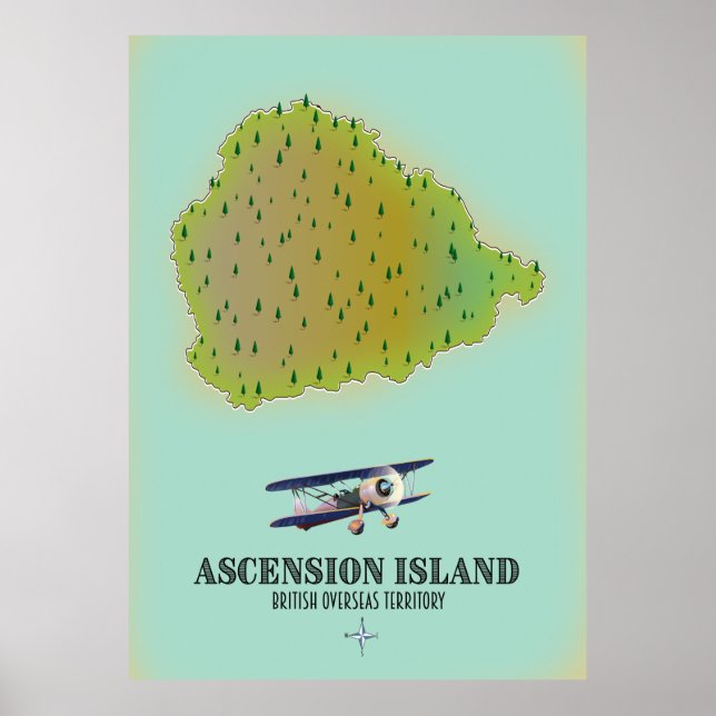 Ascension island british overseas territory map poster (Front)