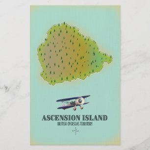 Ascension island british overseas territory map stationery