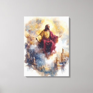 Ascension of Jesus – Watercolor Christmas Art Canvas Print