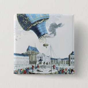 Ascent of the Montgolfier brothers hot-air balloon 15 Cm Square Badge