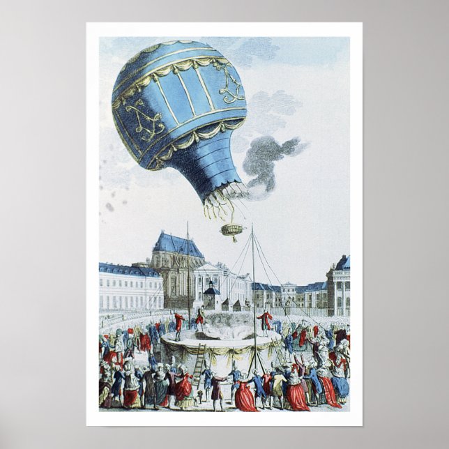 Ascent of the Montgolfier brothers hot-air balloon Poster (Front)