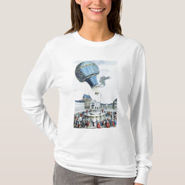 Ascent of the Montgolfier brothers hot-air balloon T-Shirt (Front)