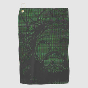 ASCII Art Jesus Crown Of Thorns John 19:30 Golf Towel