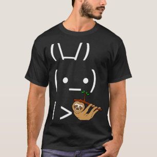 Ascii Bunny Rabbit Holding A Lazy Sloth T-Shirt
