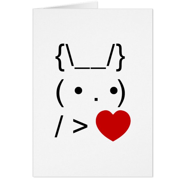 ASCII Text Art Bunny Rabbit Give Heart Card (Front)
