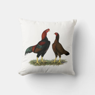Aseel Black Red Chickens Cushion