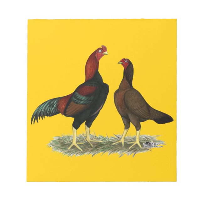 Aseel Black Red Chickens Notepad (Front)