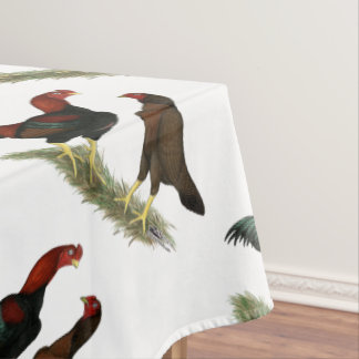 Aseel Black Red Chickens Tablecloth
