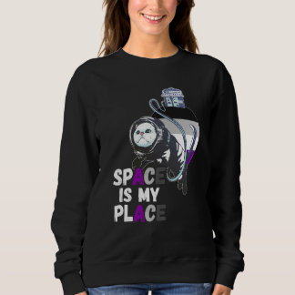 Asexual Astronaut Cat Retro Space Is My Place Ace Sweatshirt
