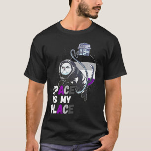 Asexual Astronaut Cat Retro Space Is My Place Ace  T-Shirt