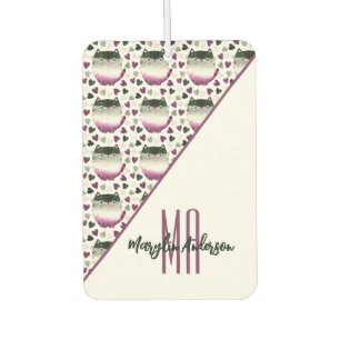 ASEXUAL CATS & HEARTS WATERCOLOR CUSTOM MONOGRAM CAR AIR FRESHENER