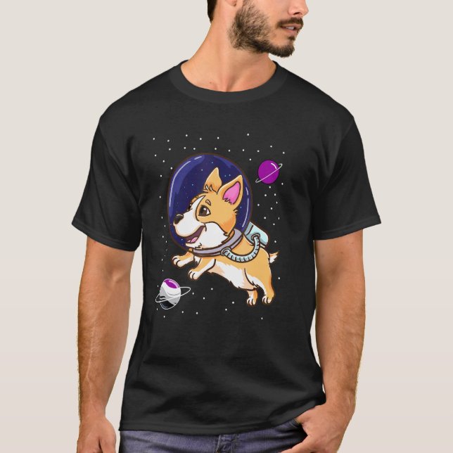 Asexual Corgi In Space Ace Pride T-Shirt (Front)