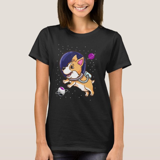 Asexual Corgi In Space Ace Pride T-Shirt (Front)