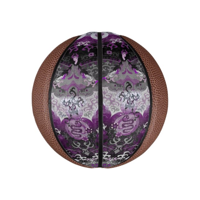 Asexual Dragon Damask - Ace Pride Flag Colours Mini Basketball (Vertical)