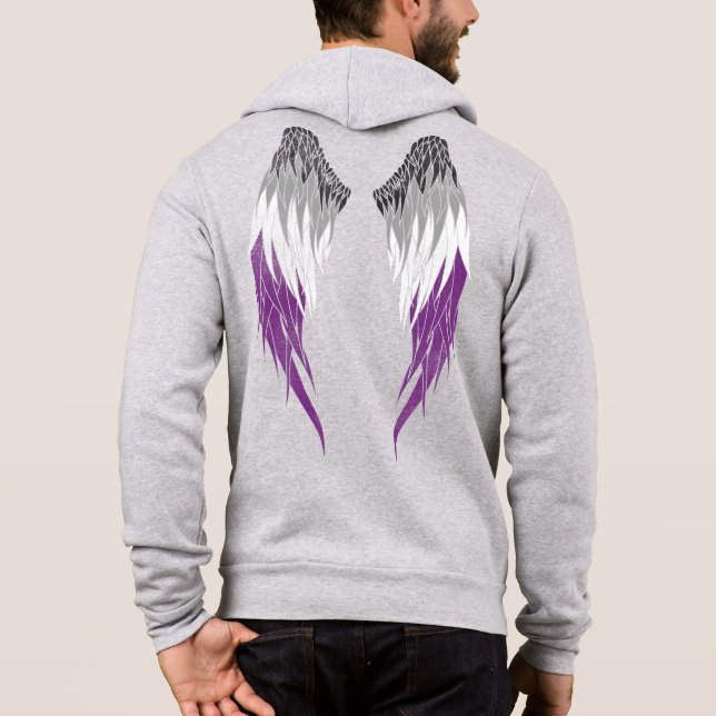 Asexual Flag - Halo - Wings Hoodie (Back)