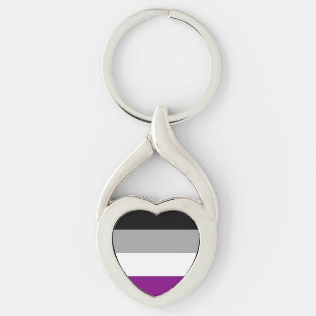 Asexual flag heart-shaped keychain (Front)